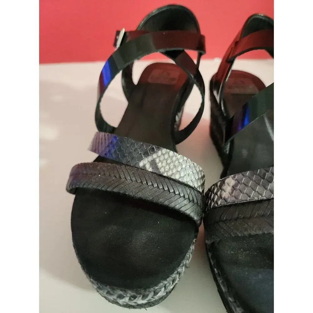 KANNA Espadrilles Womens Sandals Shoes Size 9 EUR 39 Black Strappy platform